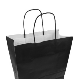 Papiertüten schwarz mit Henkeln 100g/m² 25+11x31cm (25 Stück)