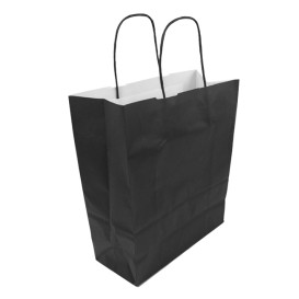 Papiertüten schwarz mit Henkeln 100g/m² 25+11x31cm (25 Stück)
