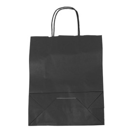 Papiertüten schwarz mit Henkeln 100g/m² 25+11x31cm (25 Stück)