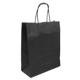 Papiertüten  schwarz mit Henkeln 100g/m² 25+11x31cm (250 Stück)
