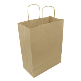 Papiertüten Kraft braun mit Henkeln 100g/m² 25+13x33cm (200 Stück)