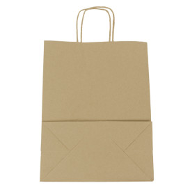 Papiertüten Kraft braun mit Henkeln 100g/m² 25+13x33cm (200 Stück)