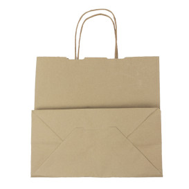 Papiertüten Kraft braun mit Henkeln 100g/m² 27+14x26cm (200 Stück)