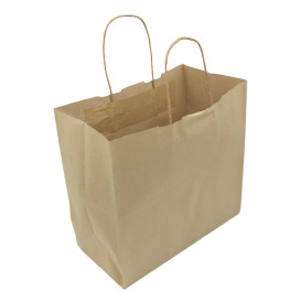 Papiertüten Kraft braun mit Henkeln 100g/m² 27+14x26cm (200 Stück)