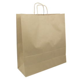 Papiertüten Kraft braun mit Henkeln 100g/m² 44+15x46cm (25 Stück)