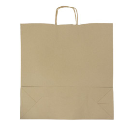 Papiertüten Kraft braun mit Henkeln 100g/m² 44+15x46cm (25 Stück)