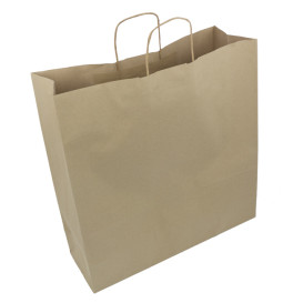 Papiertüten Kraft braun mit Henkeln 100g/m² 44+15x46cm (25 Stück)