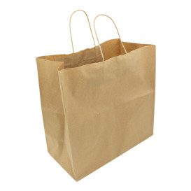 Papiertüten Kraft braun mit Henkeln 32+16x31cm (50 Stück)