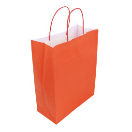 Papiertüten Kraft rot mit Henkeln 100g/m² 25+11x31cm (25 Stück)