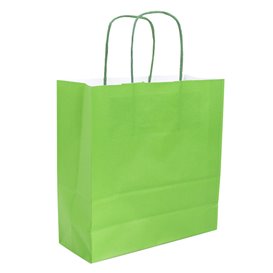 Papiertüten Grün mit Henkeln 100g/m² 22+9x23cm (25 Stück)