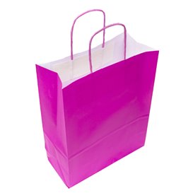 Fuchsia Papiertüte mit Henkeln 100g/m² 22+9x23cm (25 Stk.)