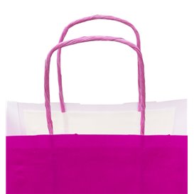 Fuchsia Papiertüte mit Henkeln 100g/m² 22+9x23cm (25 Stk.)