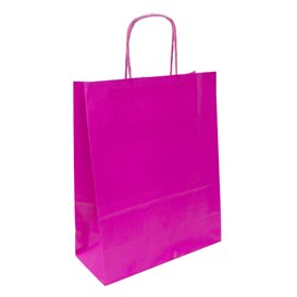Fuchsia Papiertüte mit Henkeln 100g/m² 22+9x23cm (25 Stk.)