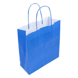 Papiertüten Türkis mit Henkeln 100g/m² 22+9x23cm (25 Stück)