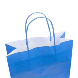 Papiertüten Türkis mit Henkeln 100g/m² 22+9x23cm (25 Stück)