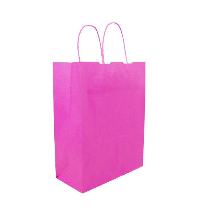 Papiertüten Pink mit Henkeln 100g/m² 25+11x31cm (200 Stück) Papiertüten Pink mit Henkeln 100g/m² 25+11x31cm (200 Stück)