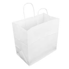 Papiertüten Kraft weiß mit Henkeln 100g/m² 30+18x29cm (25 Stück)