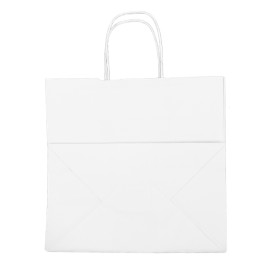 Papiertüten Kraft weiß mit Henkeln 100g/m² 30+18x29cm (25 Stück)
