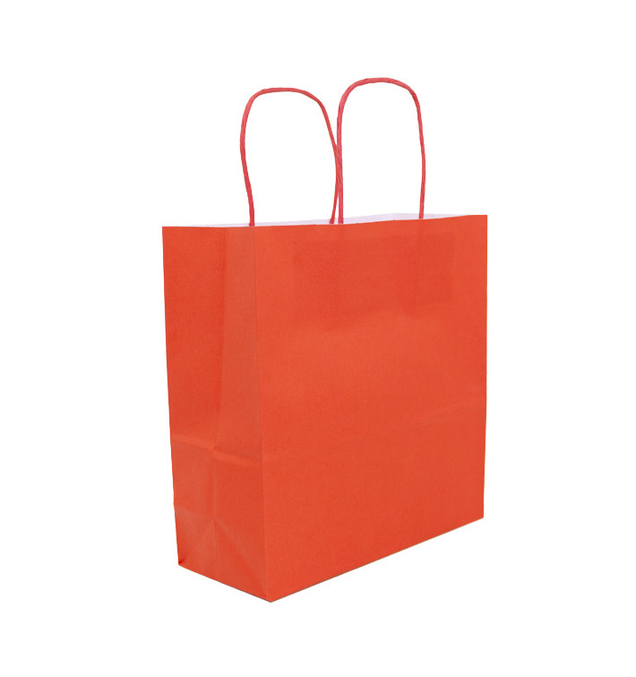 Papiertüten Kraft rot mit Henkeln 100g/m² 22+9x23cm (25 Stück) Papiertüten Kraft rot mit Henkeln 100g/m² 22+9x23cm (25 Stück)