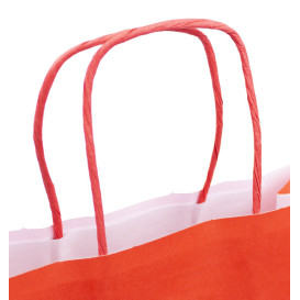 Papiertüten Kraft rot mit Henkeln 100g/m² 22+9x23cm (25 Stück)