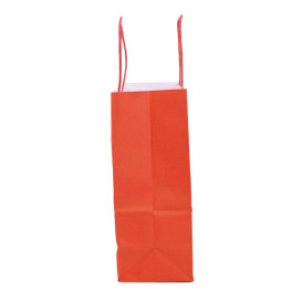 Papiertüten Kraft rot mit Henkeln 100g/m² 22+9x23cm (25 Stück)
