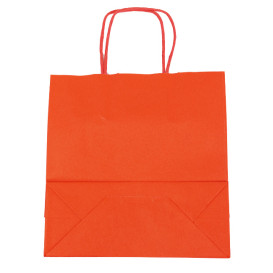 Papiertüten Kraft rot mit Henkeln 100g/m² 22+9x23cm (25 Stück)