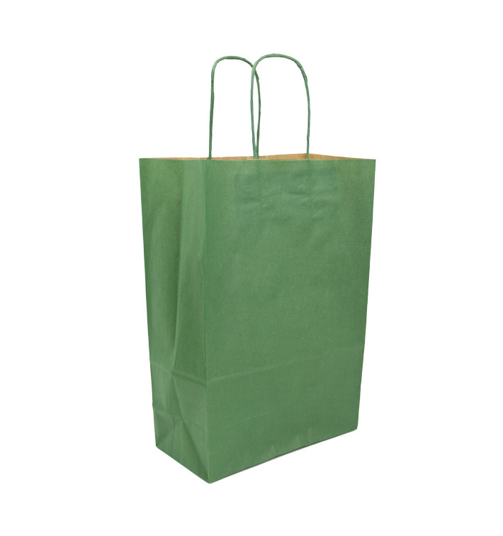 Papiertüten Kraft grün mit Henkeln 20+10x29cm (50 Stück) Papiertüten Kraft grün mit Henkeln 20+10x29cm (50 Stück)