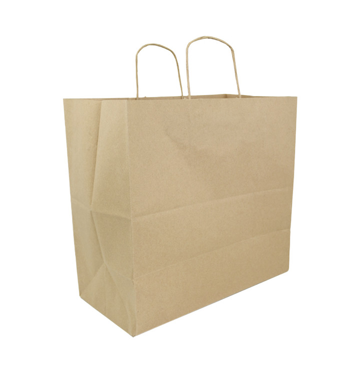 Papiertüten Kraft braun mit Henkeln 100g/m² 35+18x34cm (250 Stück) Papiertüten Kraft braun mit Henkeln 100g/m² 35+18x34cm (250 Stück)