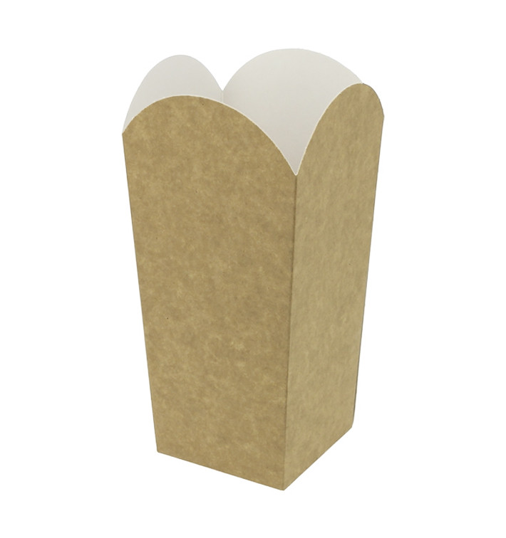 Kleine Popcorn Box Kraft 45g 6,5x8,5x15cm (25 Stück) Kleine Popcorn Box Kraft 45g 6,5x8,5x15cm (25 Stück)