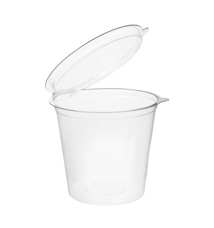 Transparente Dressingbecher mit Klappdeckel Rund APET 1000ml Ø134mm (180 Stück) Transparente Dressingbecher mit Klappdeckel Rund APET 1000ml Ø134mm (180 Stück)