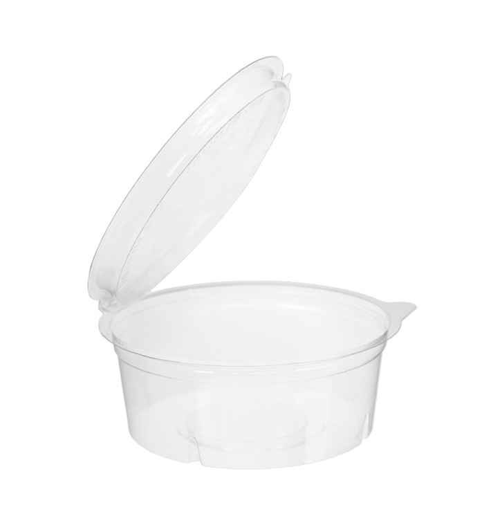 Transparente Dressingbecher mit Klappdeckel Rund APET 250ml Ø120mm (480 Stück) Transparente Dressingbecher mit Klappdeckel Rund APET 250ml Ø120mm (480 Stück)
