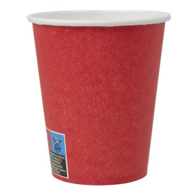 Plastikfreier Pappbecher 9 Oz/250ml "Colors" Rot Ø8,0cm (20 Stück)