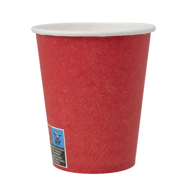 Plastikfreier Pappbecher 9 Oz/250ml "Colors" Rot Ø8,0cm (300 Stück)