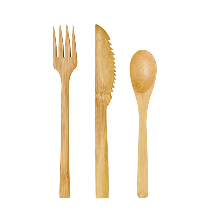 Besteckset aus Bambus Gabel, Messer und Löffel (5 Stück) Besteckset aus Bambus Gabel, Messer und Löffel (5 Stück)