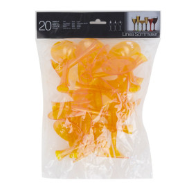 Sektflöte Plastik mit orangemTransp. Fuß 120ml 2T (20 Stück)