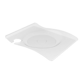Plastikteller "Forma" mit Glashalterung Transp. 22x18 cm (180 Stück)