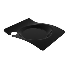 Plastikteller "Forma" mit Glashalterung Schwarz 22x18 cm (12 Stück)