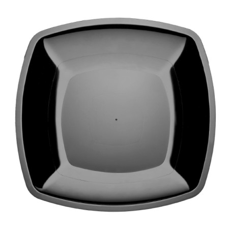 Wiederverwendbare harte Teller Flach Schwarz "Square" PS 30cm (12 Stück)