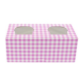 Cupcake Box für 2 Cupcakes 19,5x10x7,5cm pink (20 Stück)