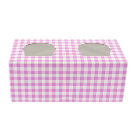 Cupcake Box für 2 Cupcakes 19,5x10x7,5cm pink (160 Stück)