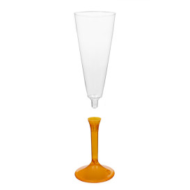 Sektflöte Plastik mit orangem transp. Fuß 160ml 2T (20 Stück)