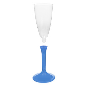 Sektflöte Plastik mit blauem transp. Fuß 120ml 2T (200 Stück)