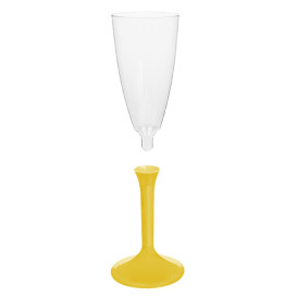Sektflöte Plastik mit gelbem Fuß 120ml 2T (20 Stück)