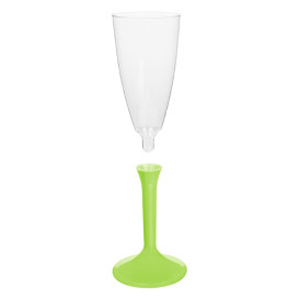 Sektflöte Plastik mit grasgrünem Fuß 120ml 2T (200 Stück)