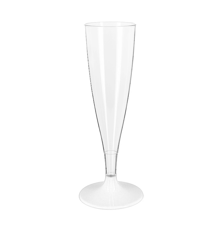 Sektflöte Wiederverwendbare Plastik Weiß Fuß 140ml 2T (6 Stück) Sektflöte Wiederverwendbare Plastik Weiß Fuß 140ml 2T (6 Stück)