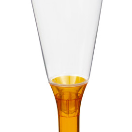 Sektflöte Plastik mit orangem transp. Fuß 160ml 2T (20 Stück)