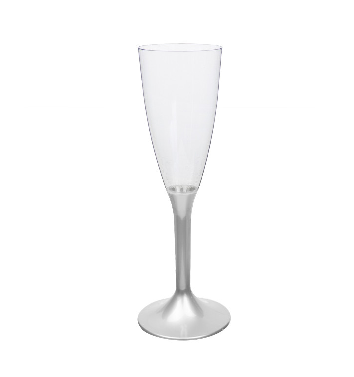 Sektflöte Plastik mit grauem Fuß 120ml 2T (200 Stück) Sektflöte Plastik mit grauem Fuß 120ml 2T (200 Stück)