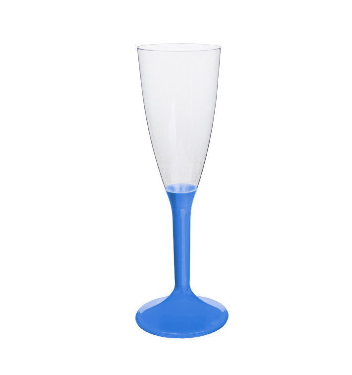 Sektflöte Plastik mit meerblauem Fuß 120ml 2T (20 Stück) Sektflöte Plastik mit meerblauem Fuß 120ml 2T (20 Stück)