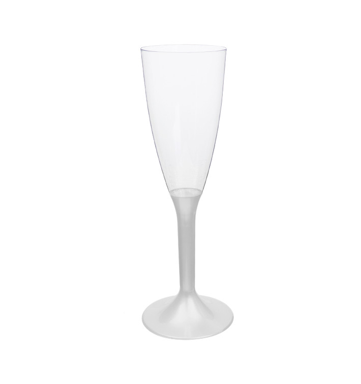 Sektflöte Plastik mit weißem Fuß 120ml 2T (20 Stück) Sektflöte Plastik mit weißem Fuß 120ml 2T (20 Stück)