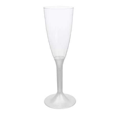Mehrweg Sektglas aus PS Fuß Weiß 120ml 2-teilig (20 Stück)
